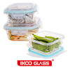 Picture of Ikoo 3 Pcs Square Glass Food Container Set