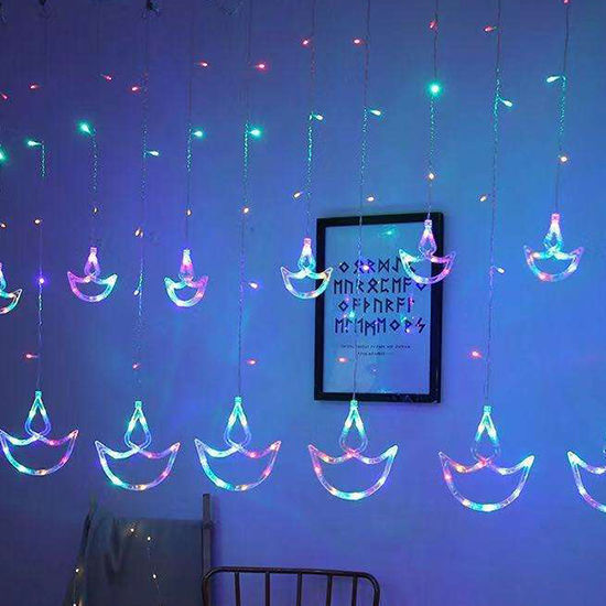 Picture of Diya Curtain Hanging Light 12pcs Multicolor (3mts X 1mt)