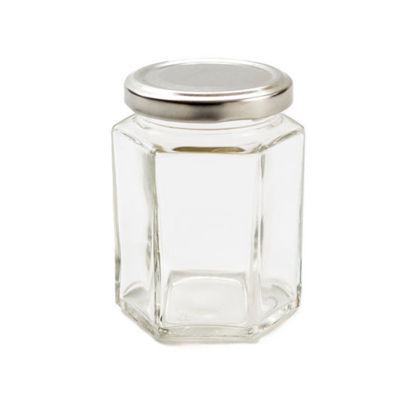 Picture of 6 Sides Jar Hexagon with Metal Cover 180ml - 7cm