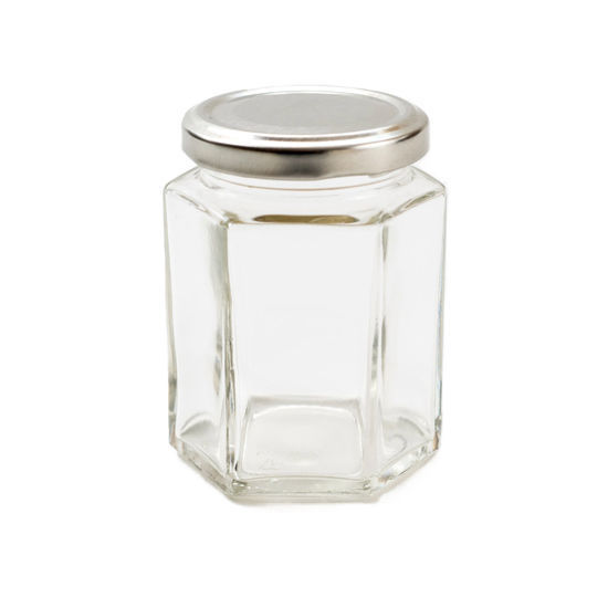 Picture of 6 Sides Jar Hexagon with Metal Cover 180ml - 7cm