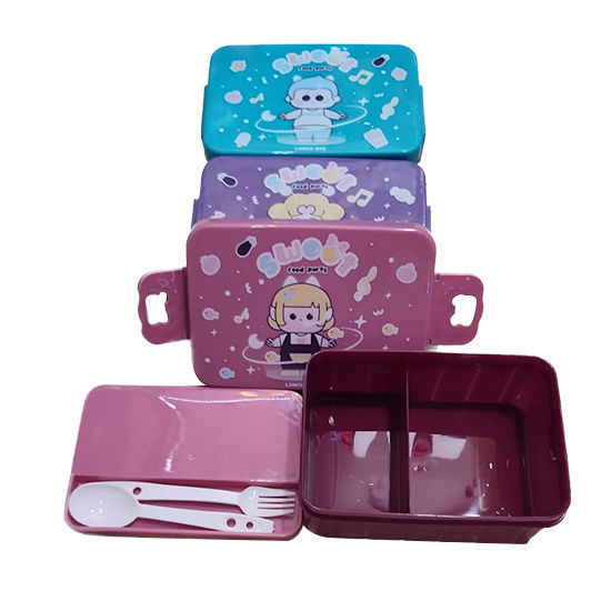 Picture of Lunch Box W/2 Compartment W/Spoon & Fork
