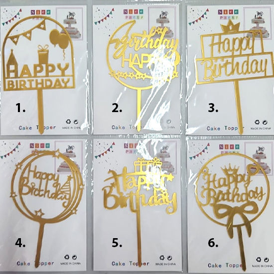 Picture of Gold Happy Birthday Cake Topper