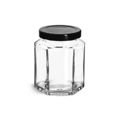 Picture of 6 Sides Jar Hexagon with Metal Cover 500 ml (12cm)