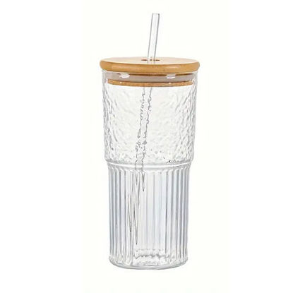Picture of Glass tumblur with straw