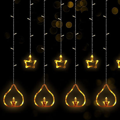 Picture of Diya Curtain Hanging Light 12pcs Multicolor (3mts x 1mt)