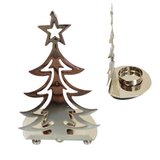 Picture of Xmas Tree Gold Candle Holder (13cm)