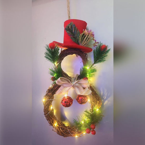 Picture of Xmas Snowman with Red Hat and Light