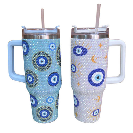 Picture of Vacuum Flask with Handle/Straw (Glitter Eye)