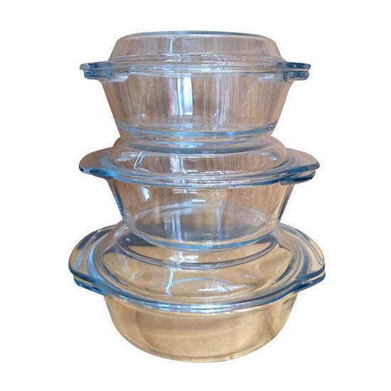 Picture of Glass Bowl Set W/Cover (15cm, 17cm, 20cm)