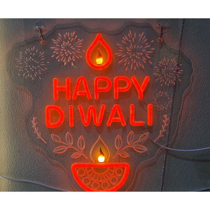 Picture of Happy Divali Flashing Diya Neon Light (33 x 33cm)