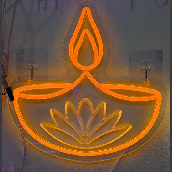 Picture of Neon diya lotus (28x28cm)
